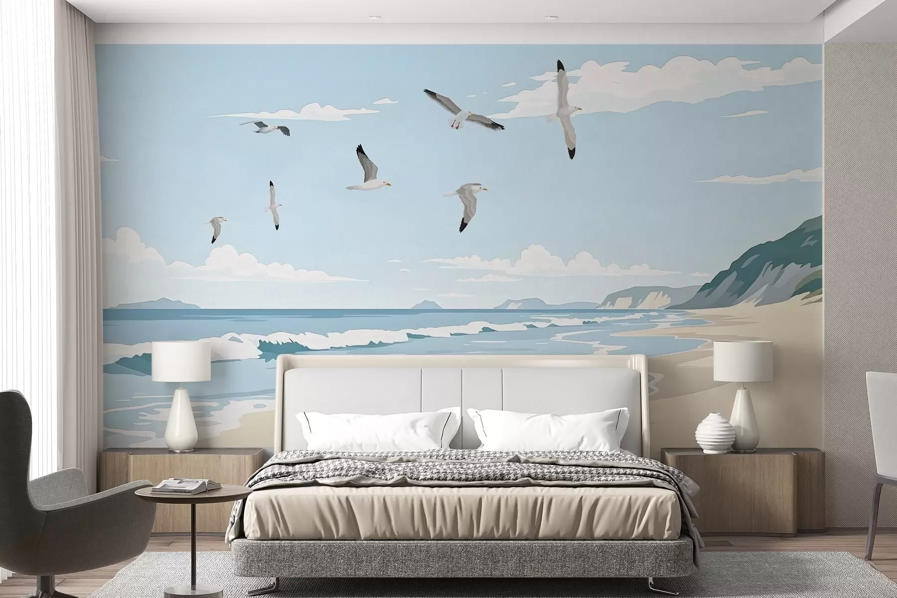 murales de pared Paisaje marino pintado al óleo w03338
