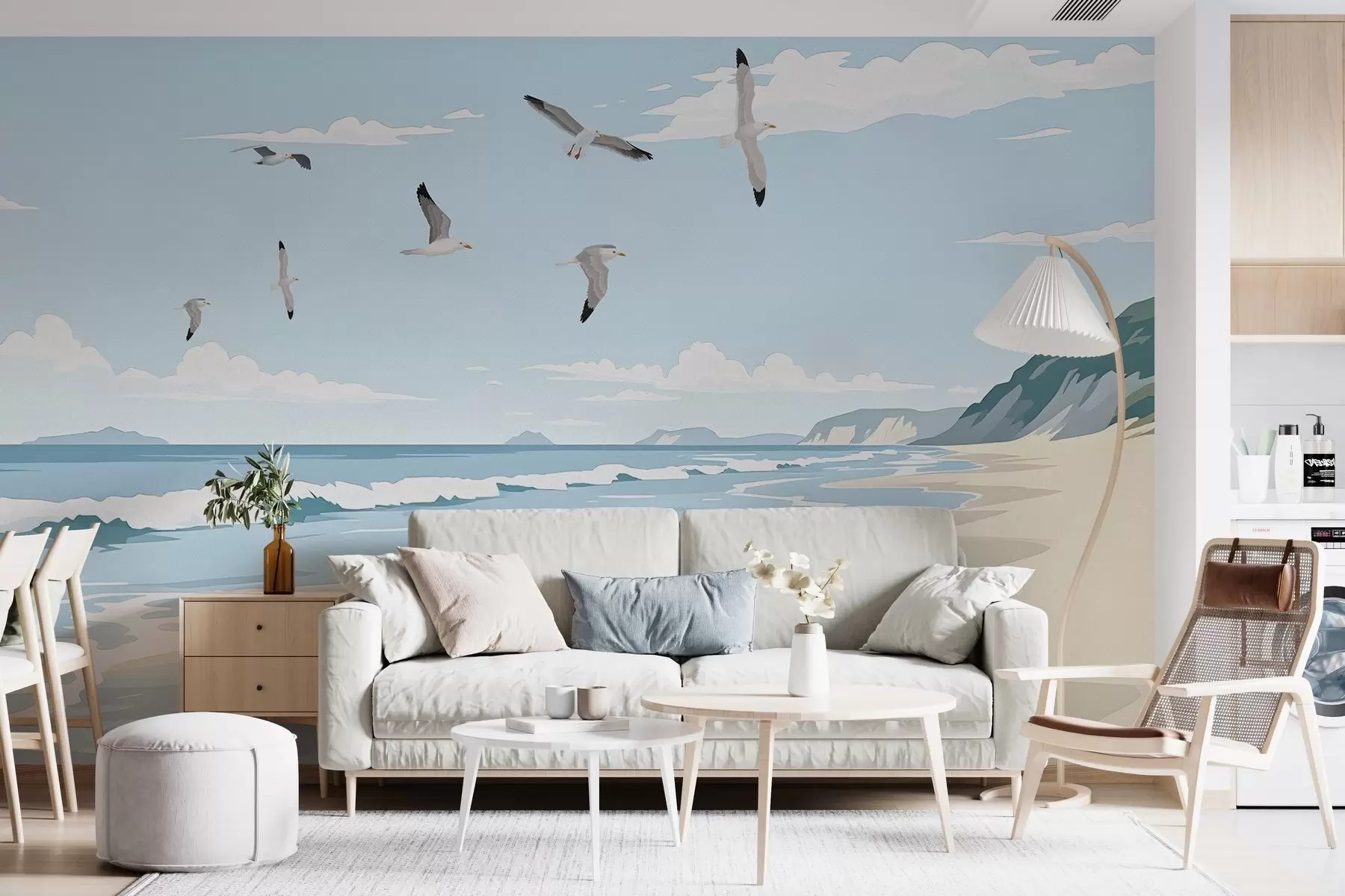 murales de pared Paisaje marino pintado al óleo w03338