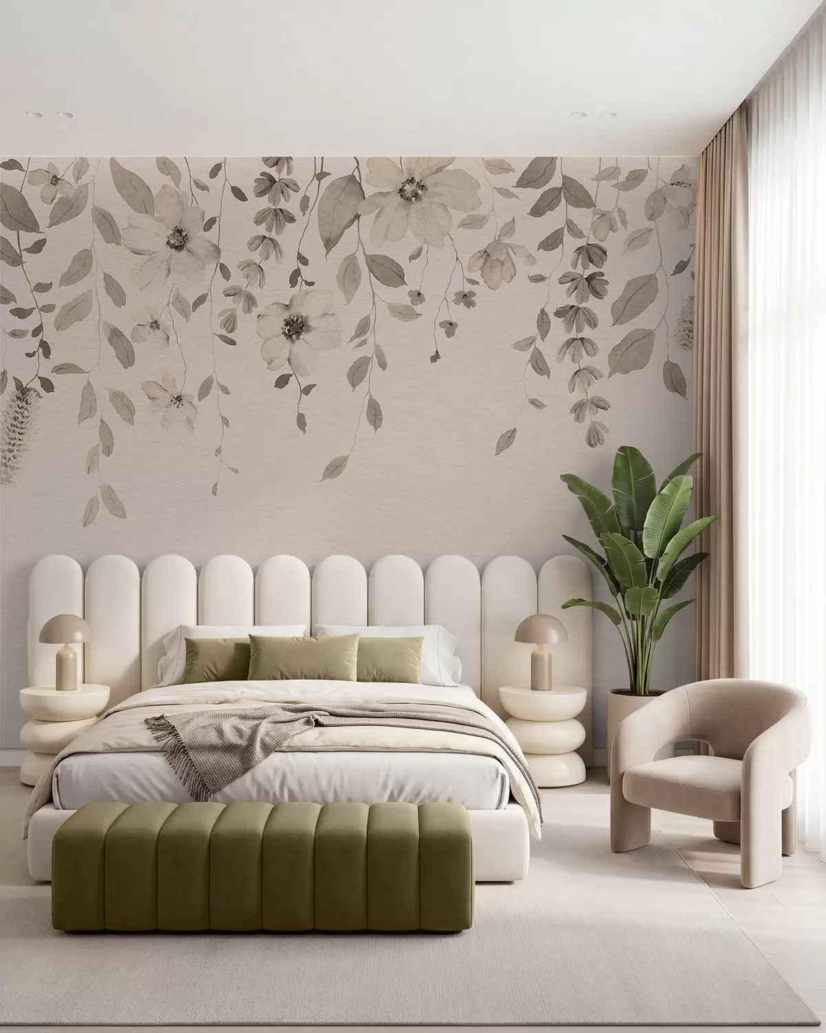 murales de pared Flores y hojas colgantes de acuarela w03315v4