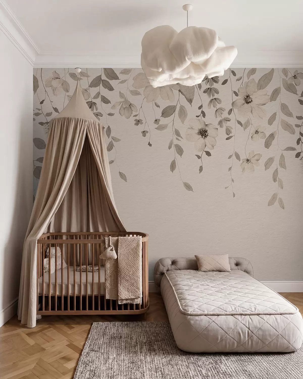 murales de pared Flores y hojas colgantes de acuarela w03315v4