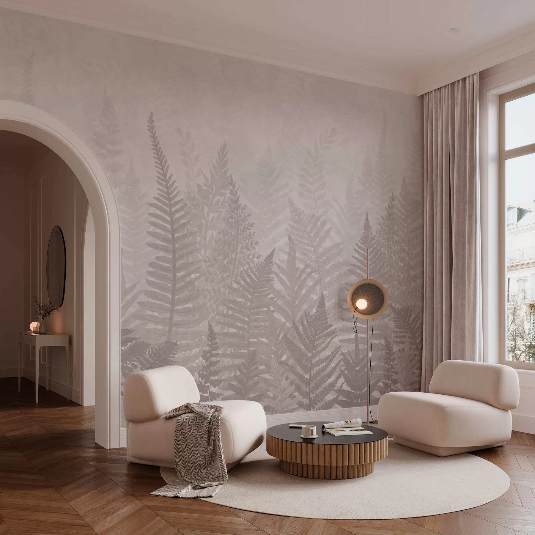 murales de pared Tendencia de las plantas de helecho w03402v2