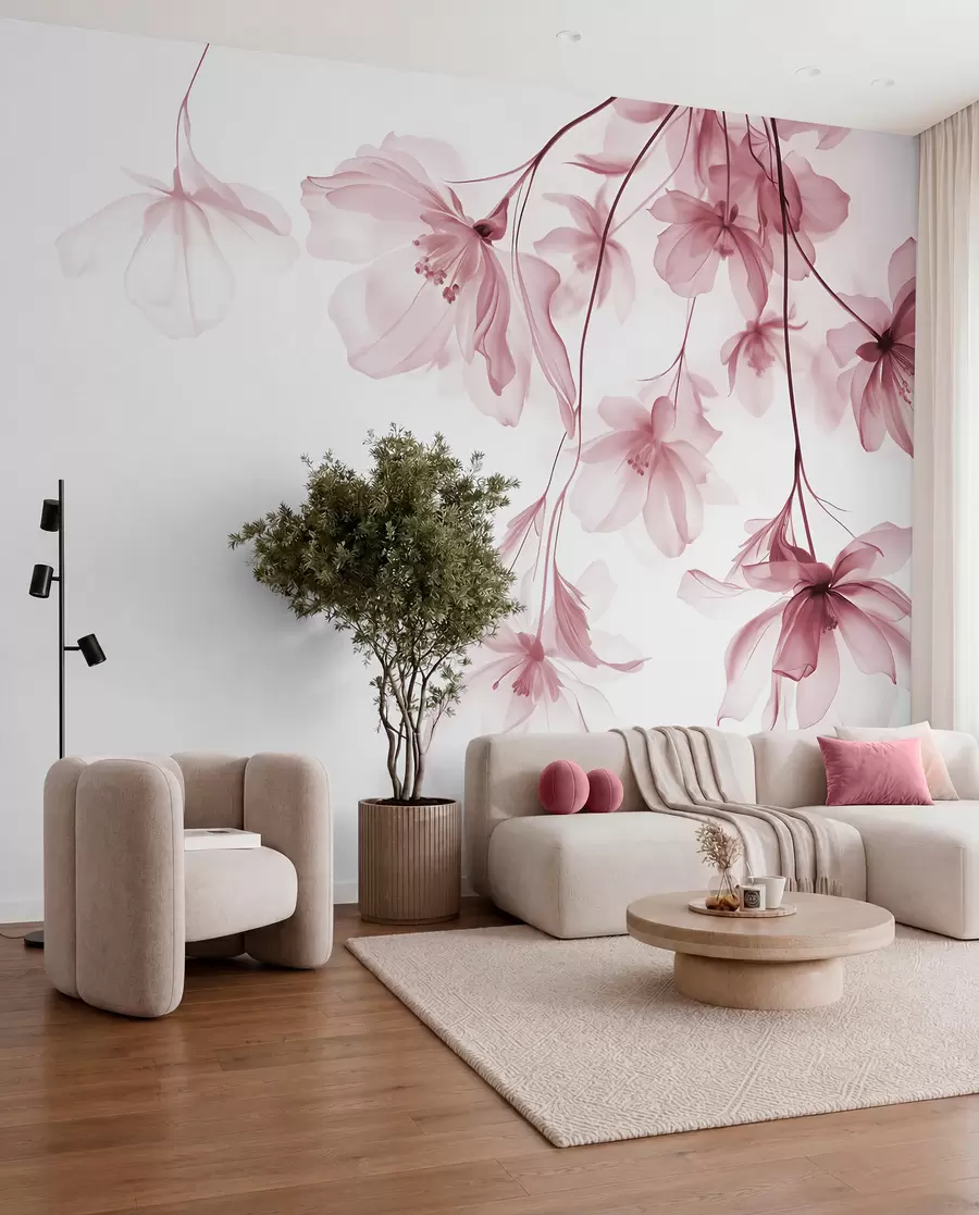 murales de pared Flores colgantes en rosa viejo w08911v2