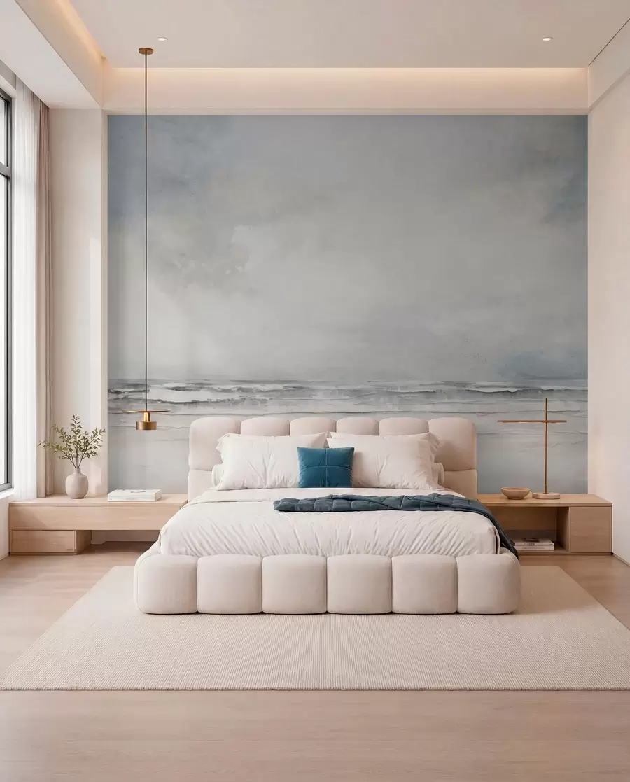 murales de pared Horizonte marino plateado w03441