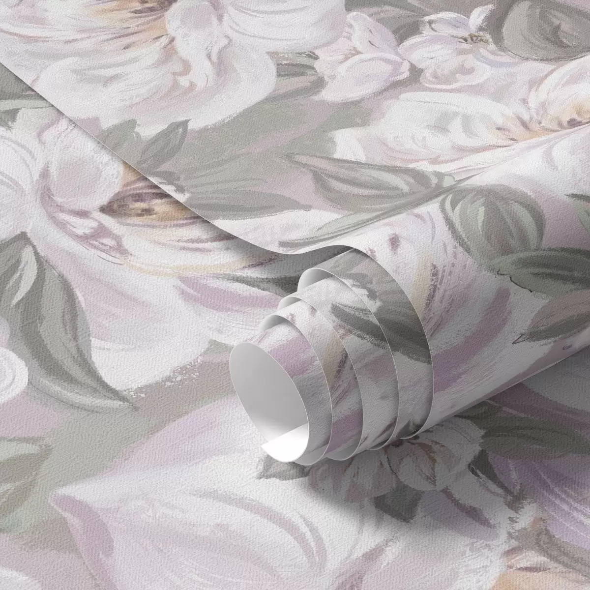 Papel pintado Delicadas flores y hojas en colores pastel a00022
