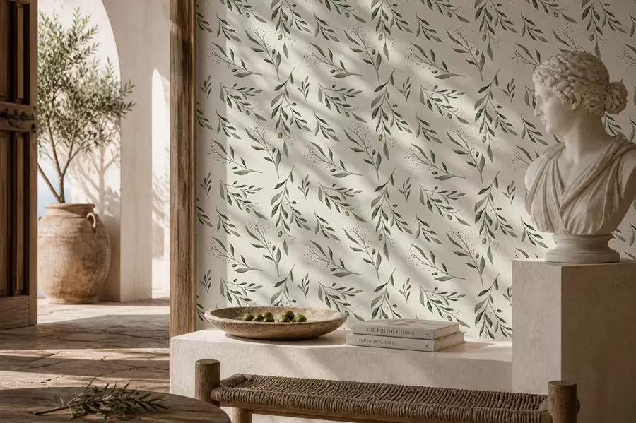 murales de pared Delicadas ramas de olivo verde a00030