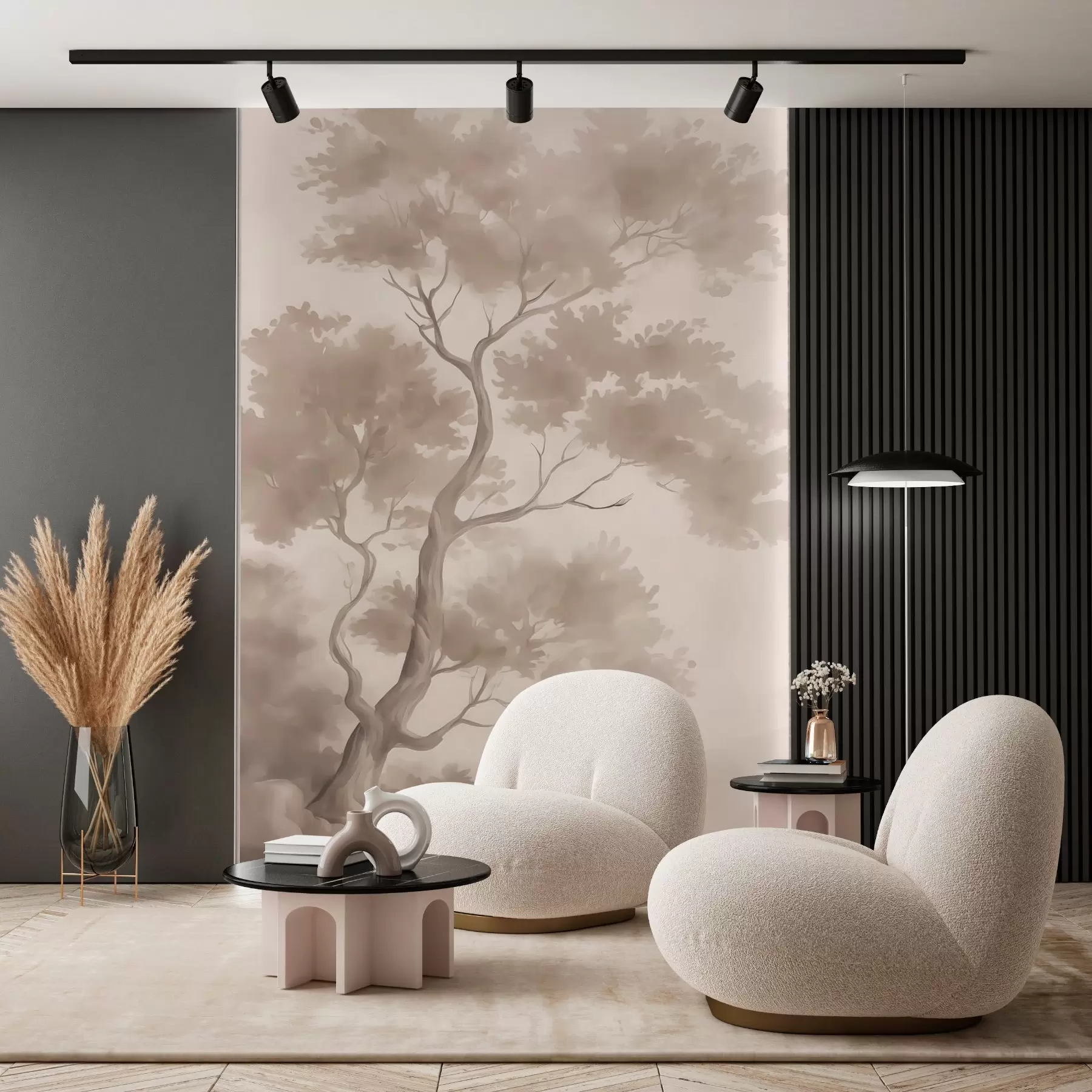 murales de pared Árbol imitación de acuarela difuminada w03471v1