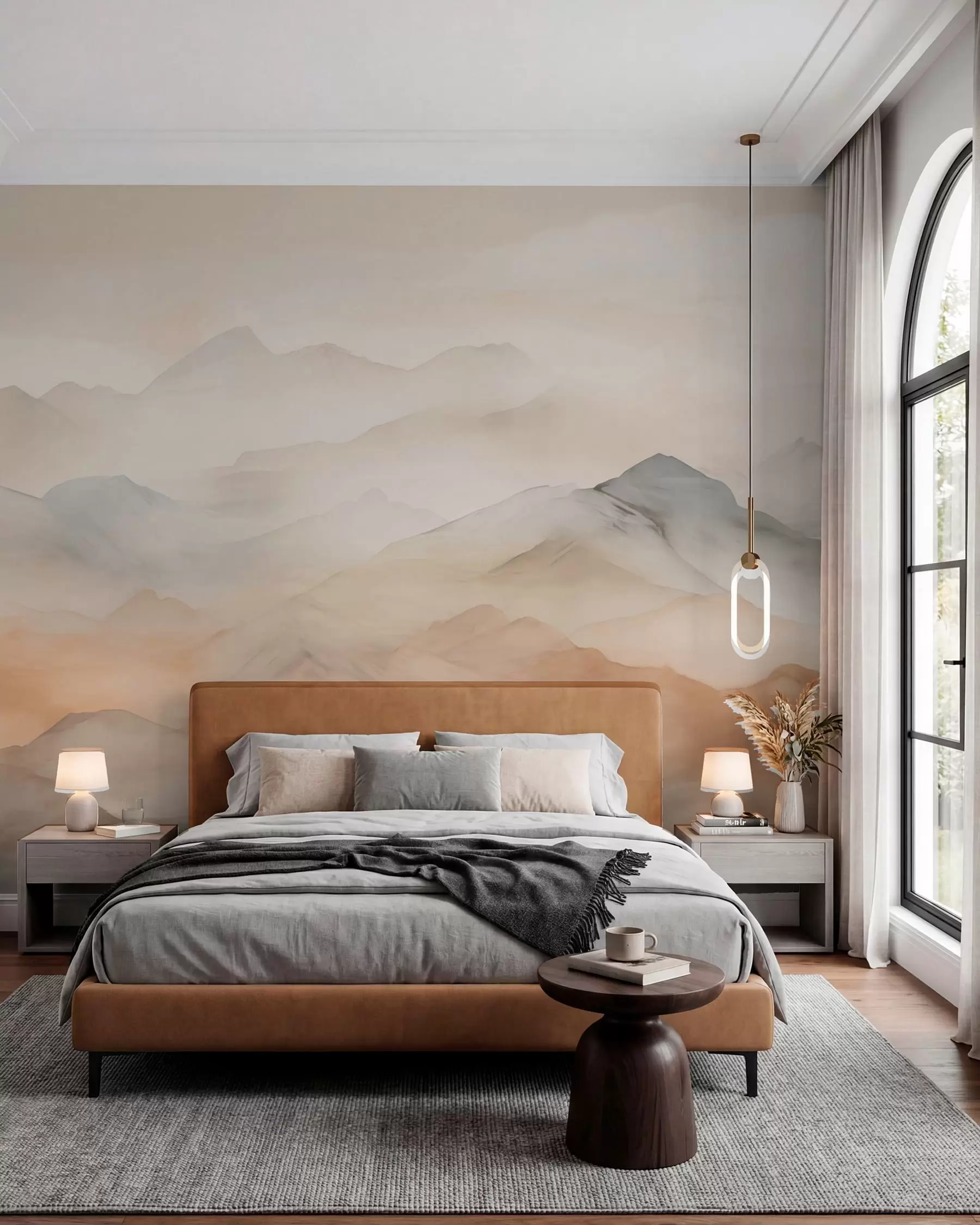 murales de pared Capas de montañas en crema w03535
