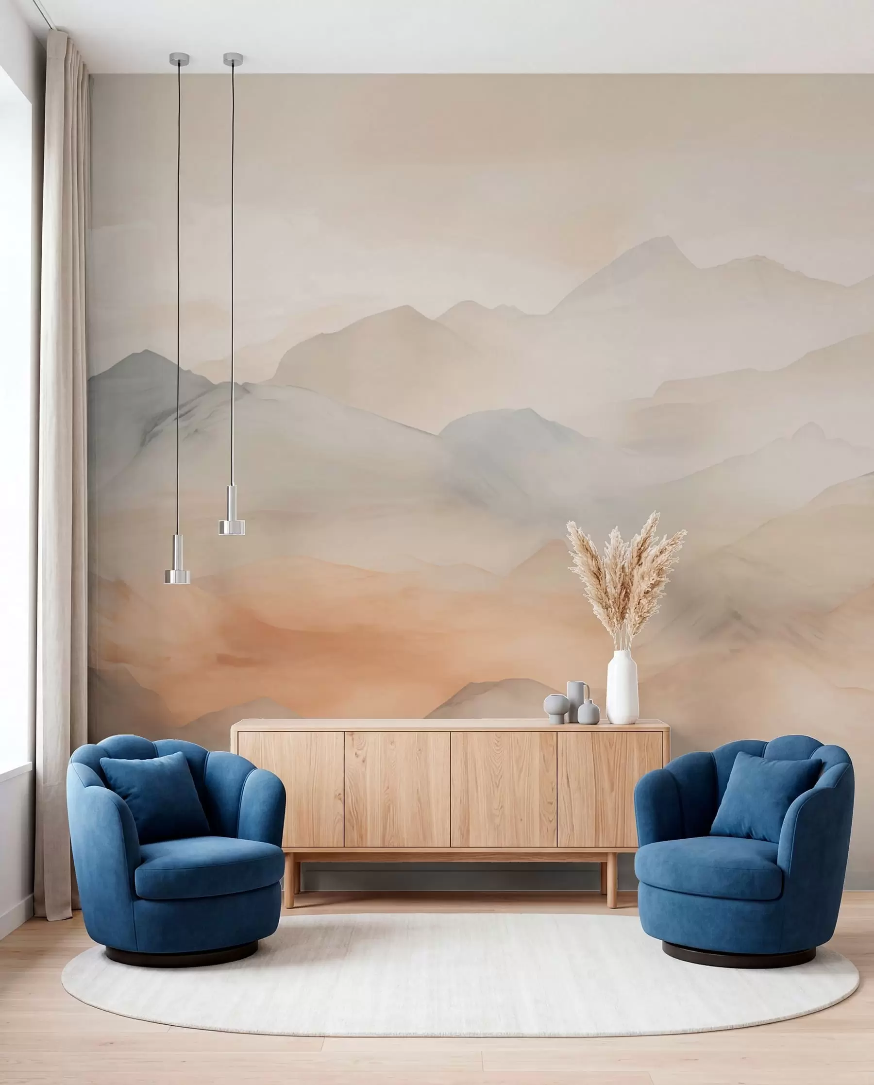 murales de pared Capas de montañas en crema w03535