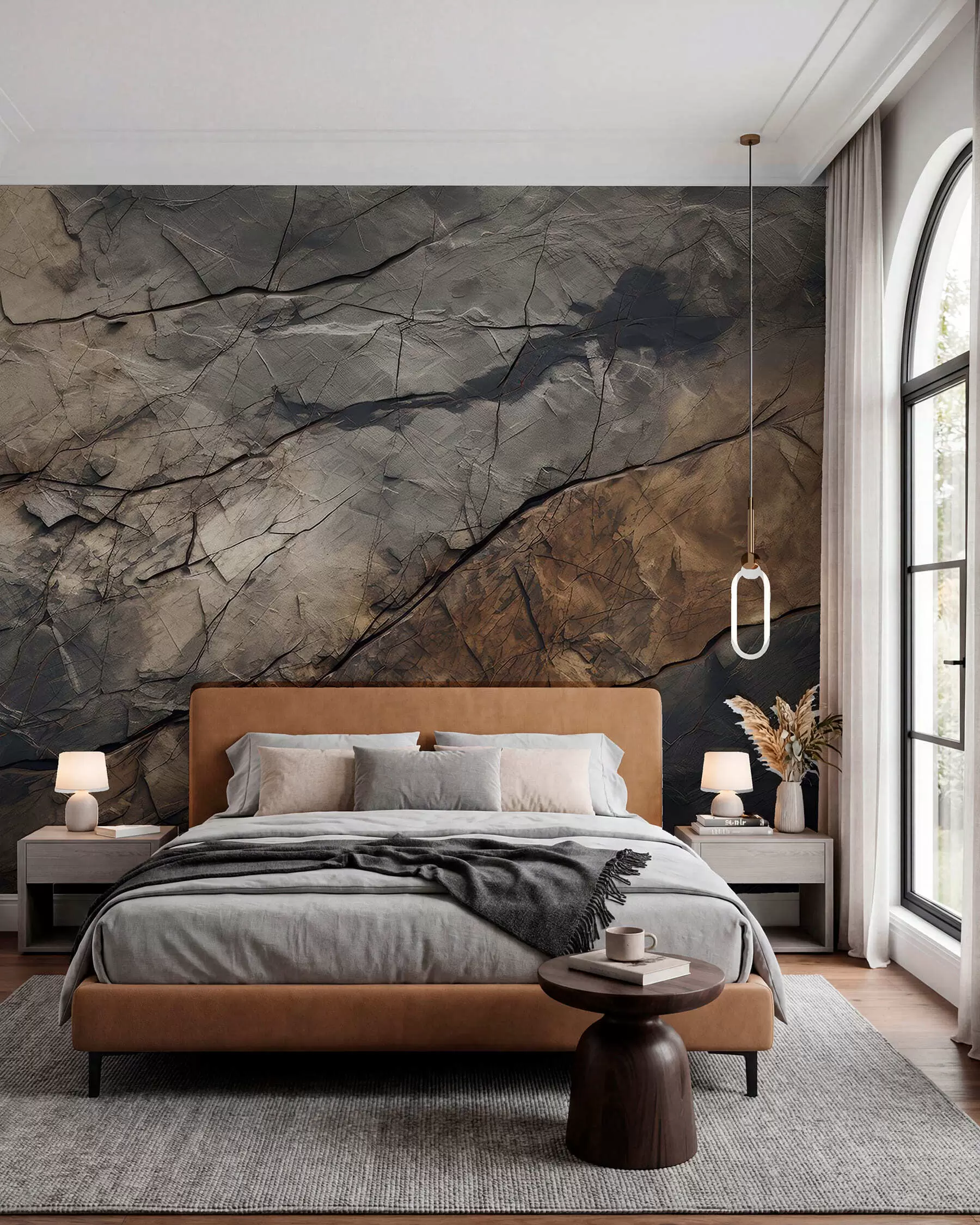 murales de pared Huellas de piedra oscura w03561