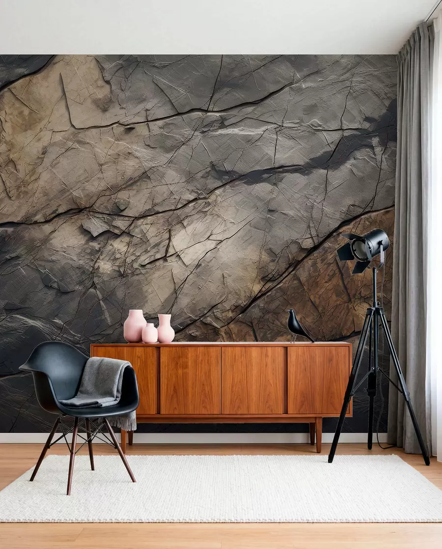 murales de pared Huellas de piedra oscura w03561