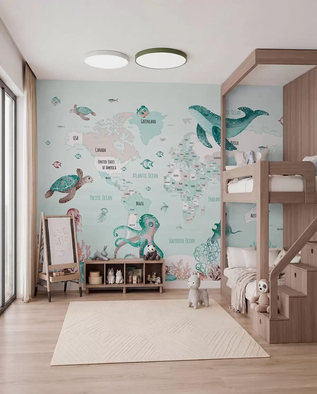 murales de pared Atlas marino menta en inglés w03526v2