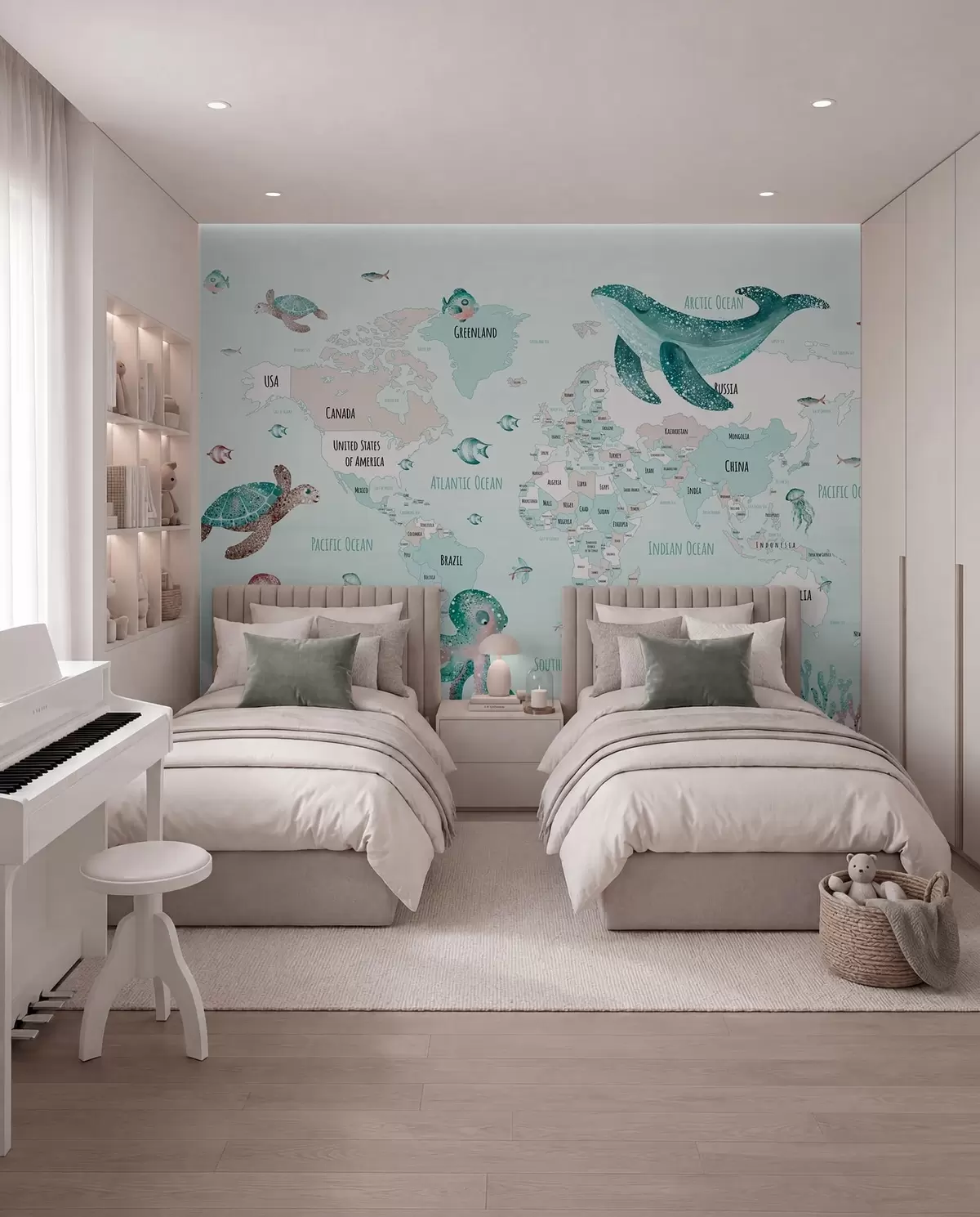 murales de pared Atlas marino menta en inglés w03526v2