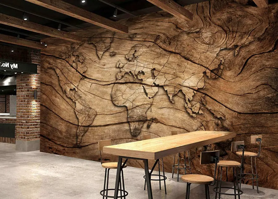 murales de pared mapamundi en madera u53146