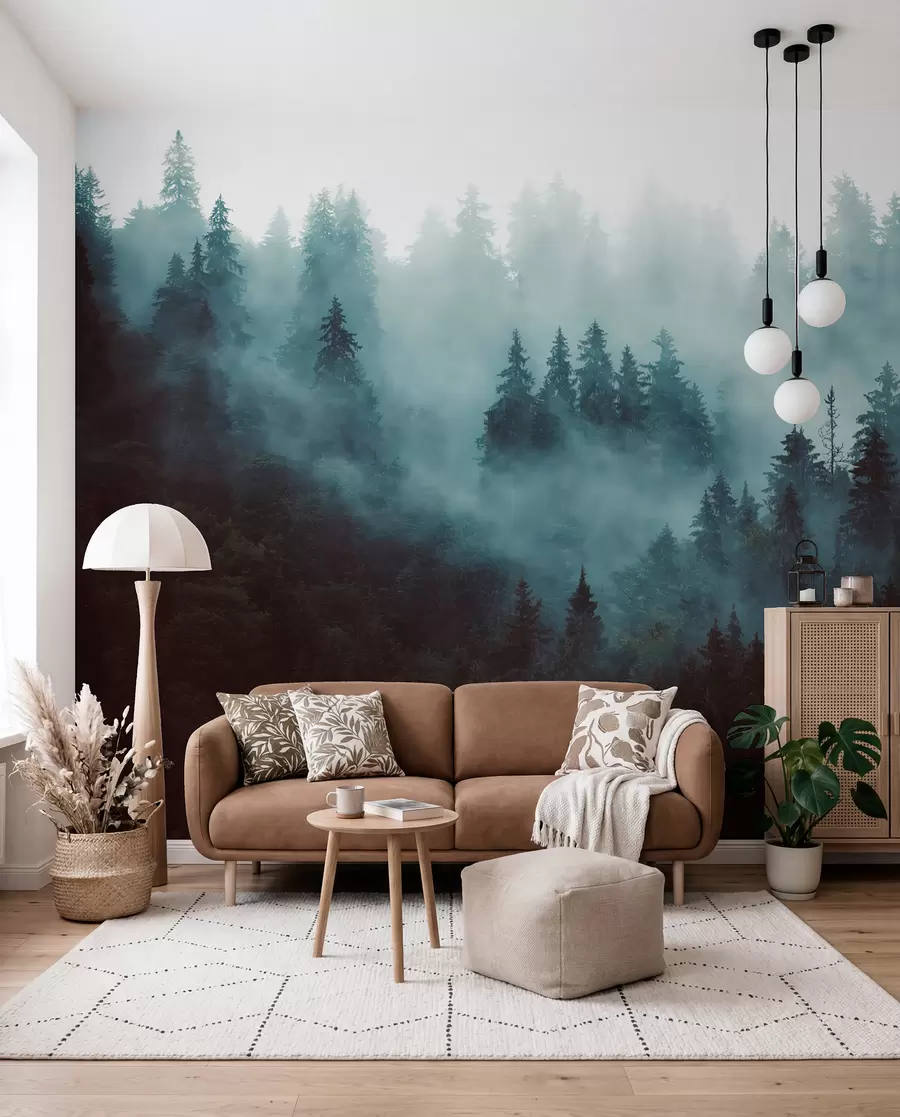 murales de pared Hermoso bosque en la niebla u54118