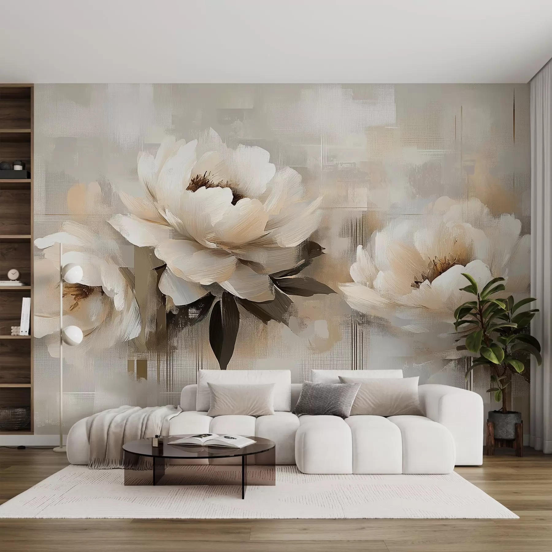 murales de pared Peonias Vintage Abstractas Blancas w03581