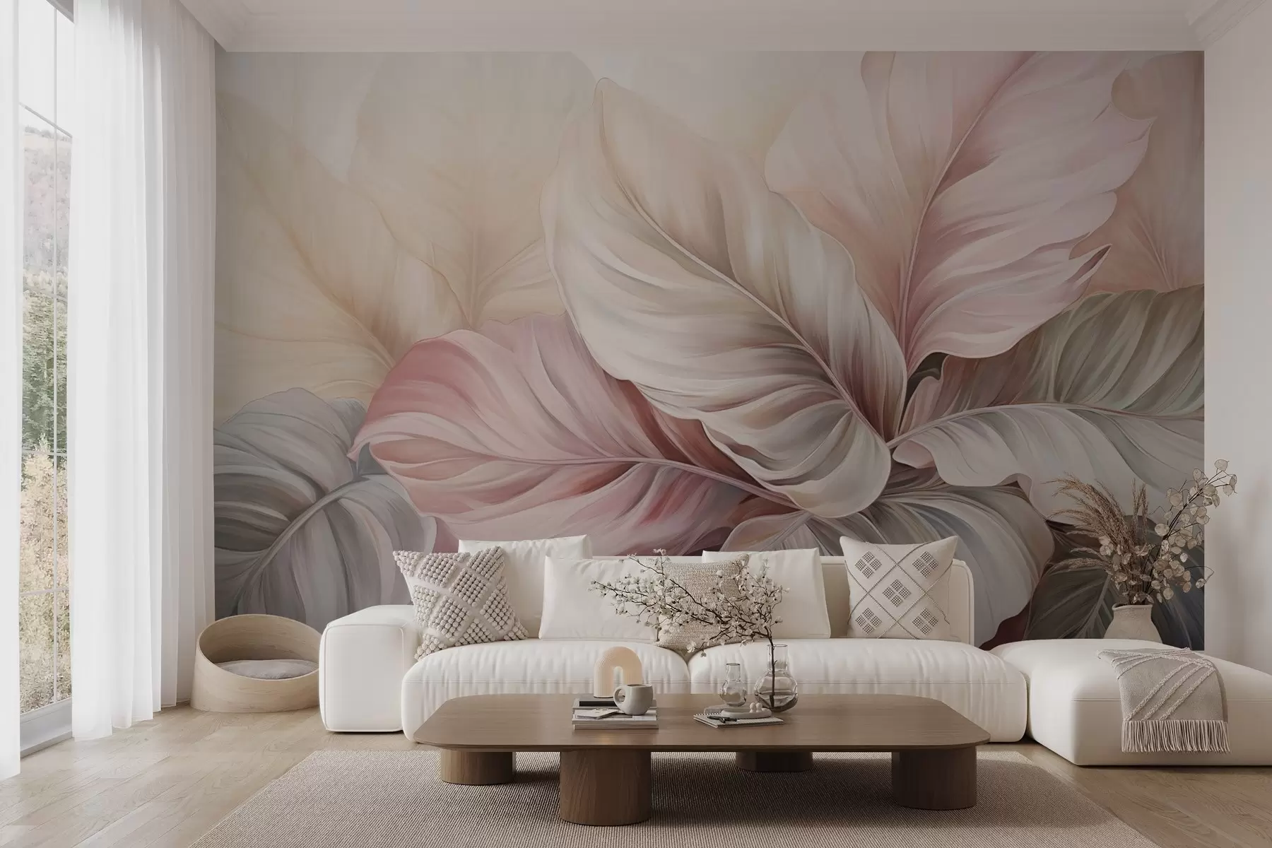 murales de pared Follaje tropical con colores brillantes w03597
