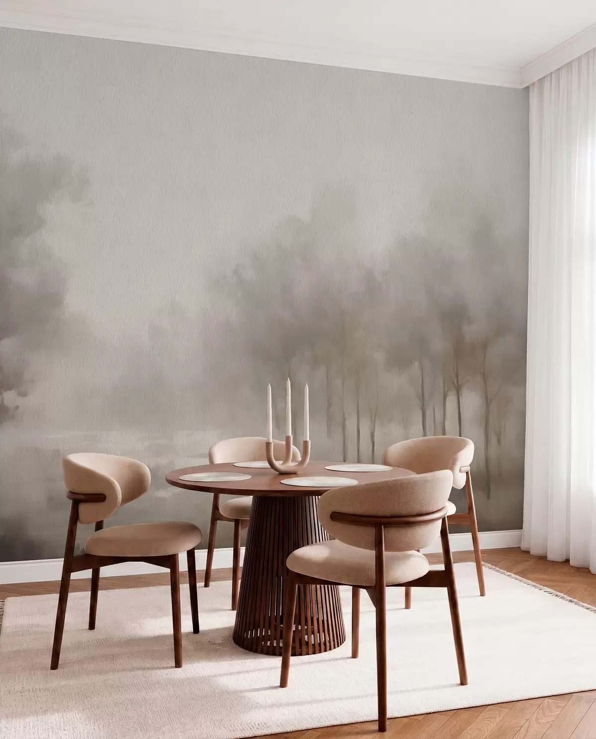 murales de pared Bosque en bruma nacarada w03596v1