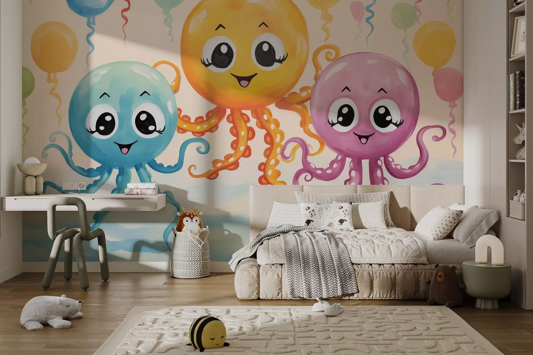 murales de pared Divertidos pulpos pintados w03657