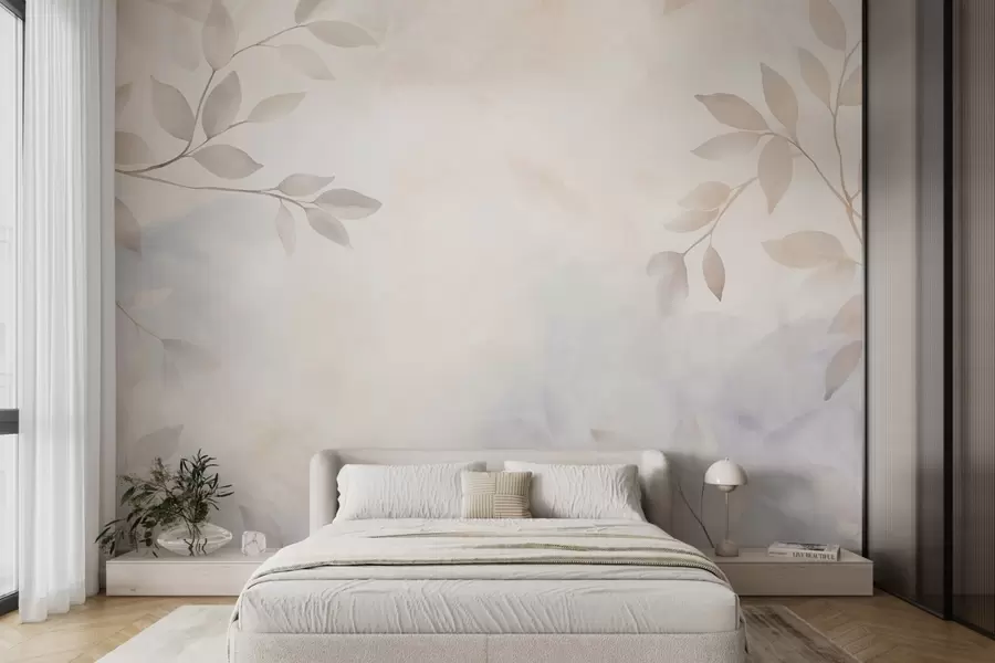 murales de pared Hojas de luz en la niebla w08990