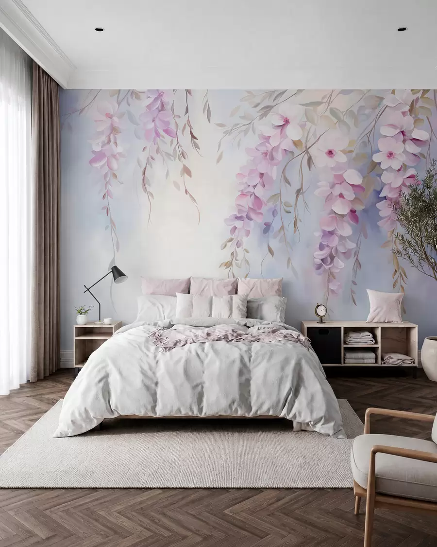 murales de pared Glicinia en tonos pastel w09010