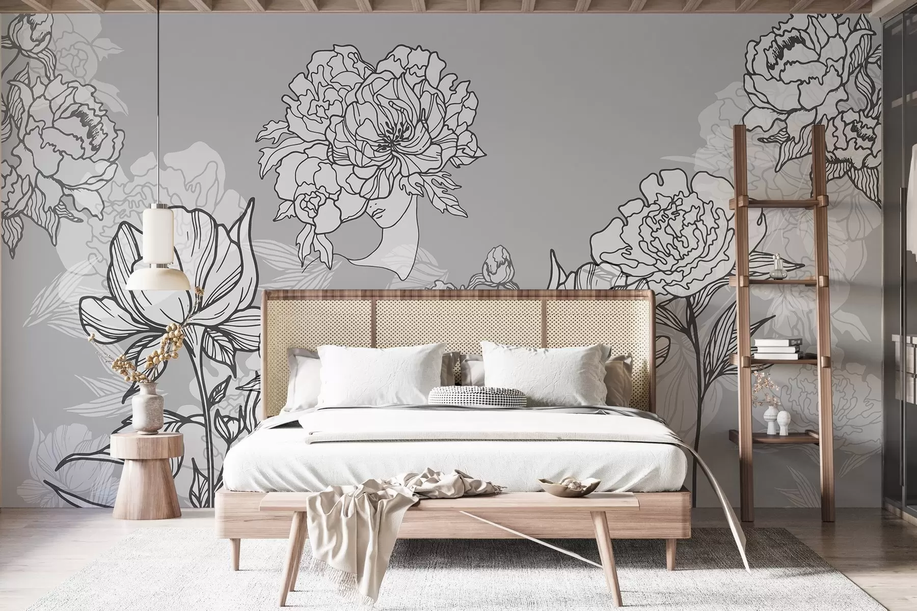 murales de pared Flores delgadas y frágiles w03792v1