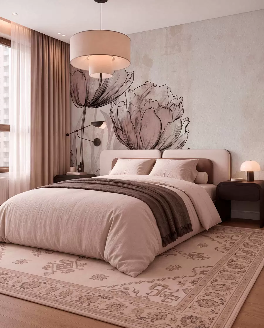 murales de pared Flores sepia w03796
