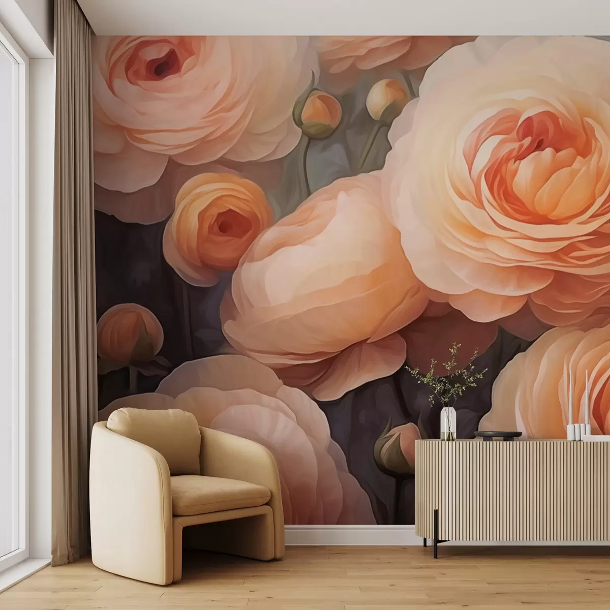 murales de pared Flores volumétricas w03915