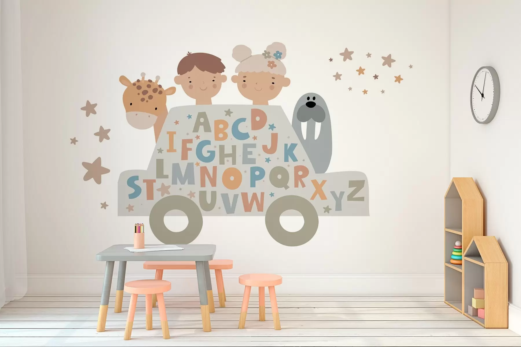 murales de pared Los niños y el alfabeto w03934v2