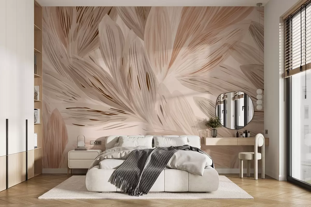 murales de pared Plantas beige, abstracción ligera estilo acuarela w09127