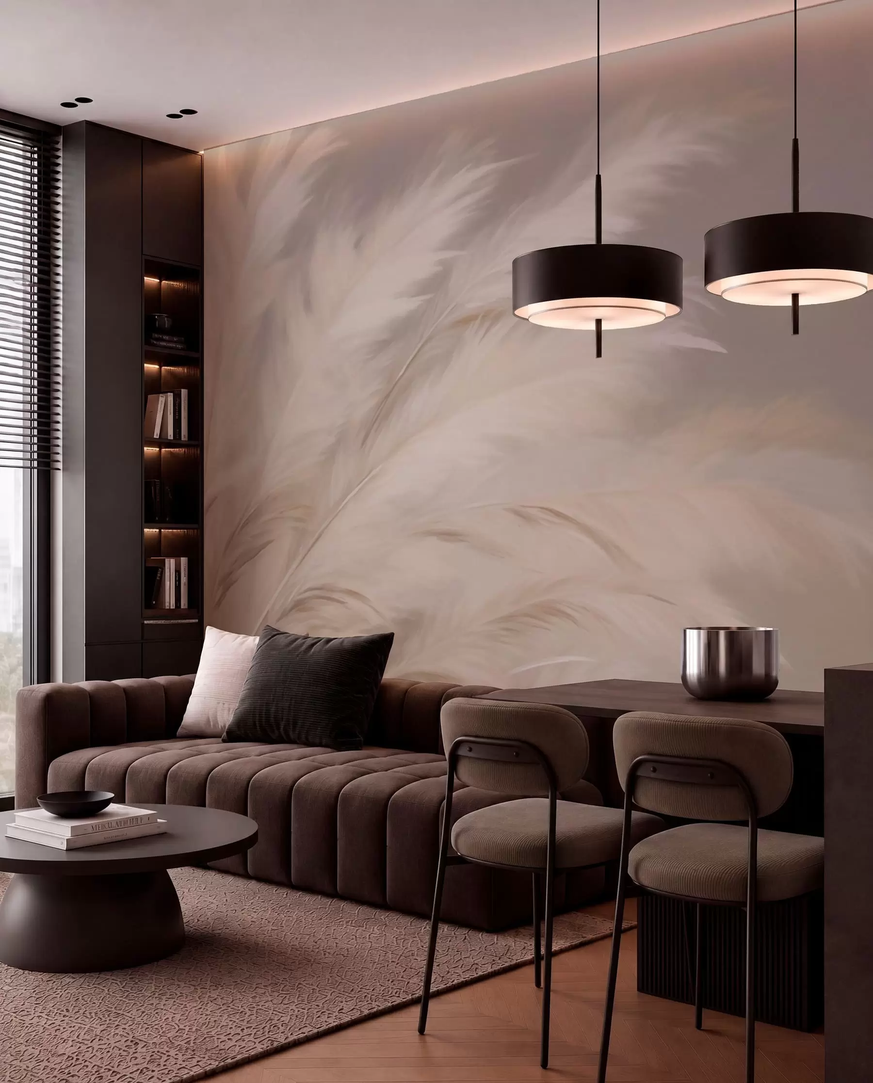 murales de pared Plumeros plateados w03992