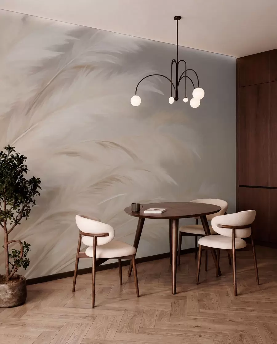 murales de pared Céspedes suaves y esponjosos en beige y gris w03992