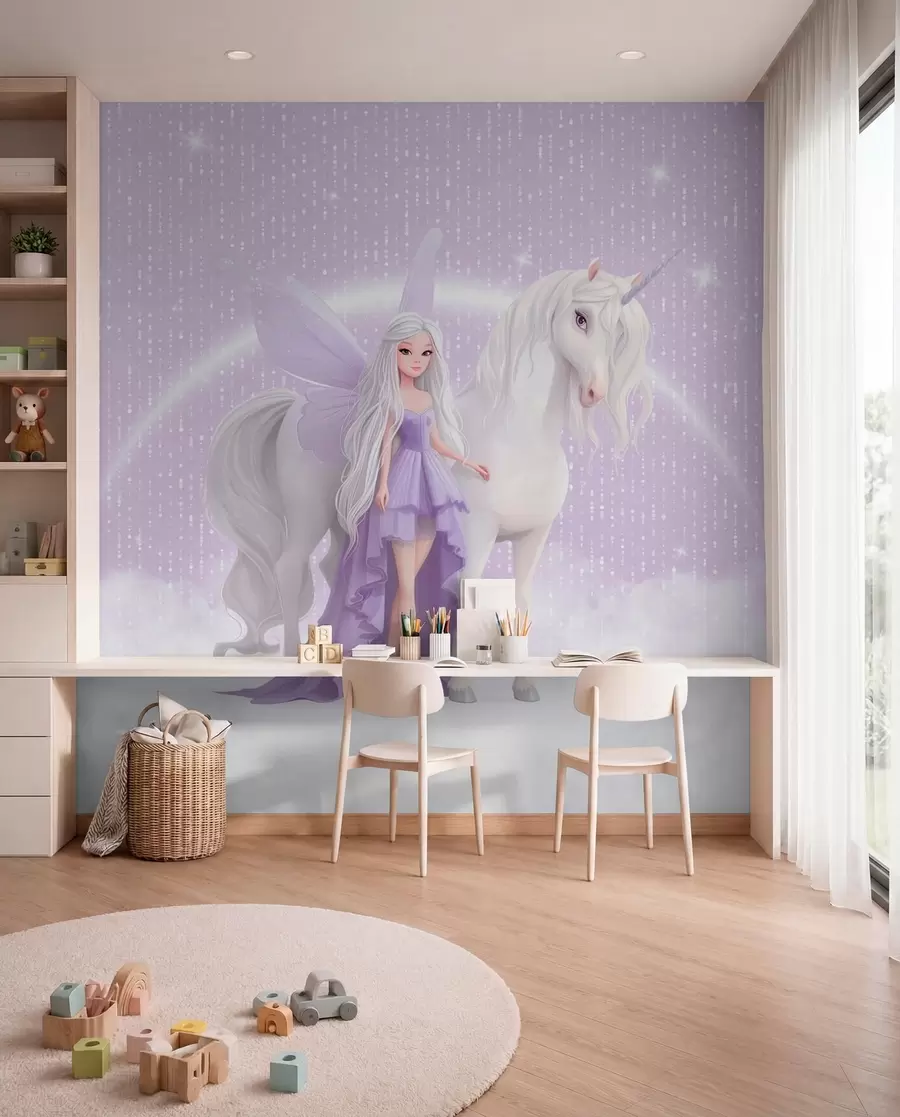 murales de pared Unicornio entre estrellas w03527
