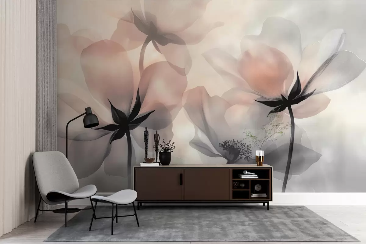 murales de pared Flores grandes abstractas w04010