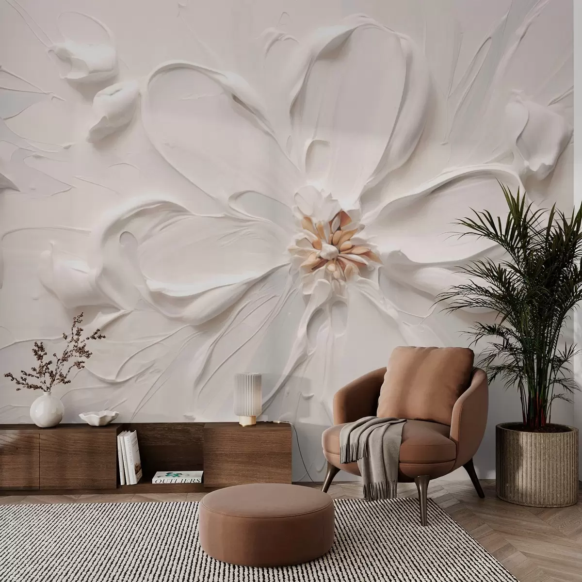 murales de pared Flor grande en tonos cálidos w03953v1