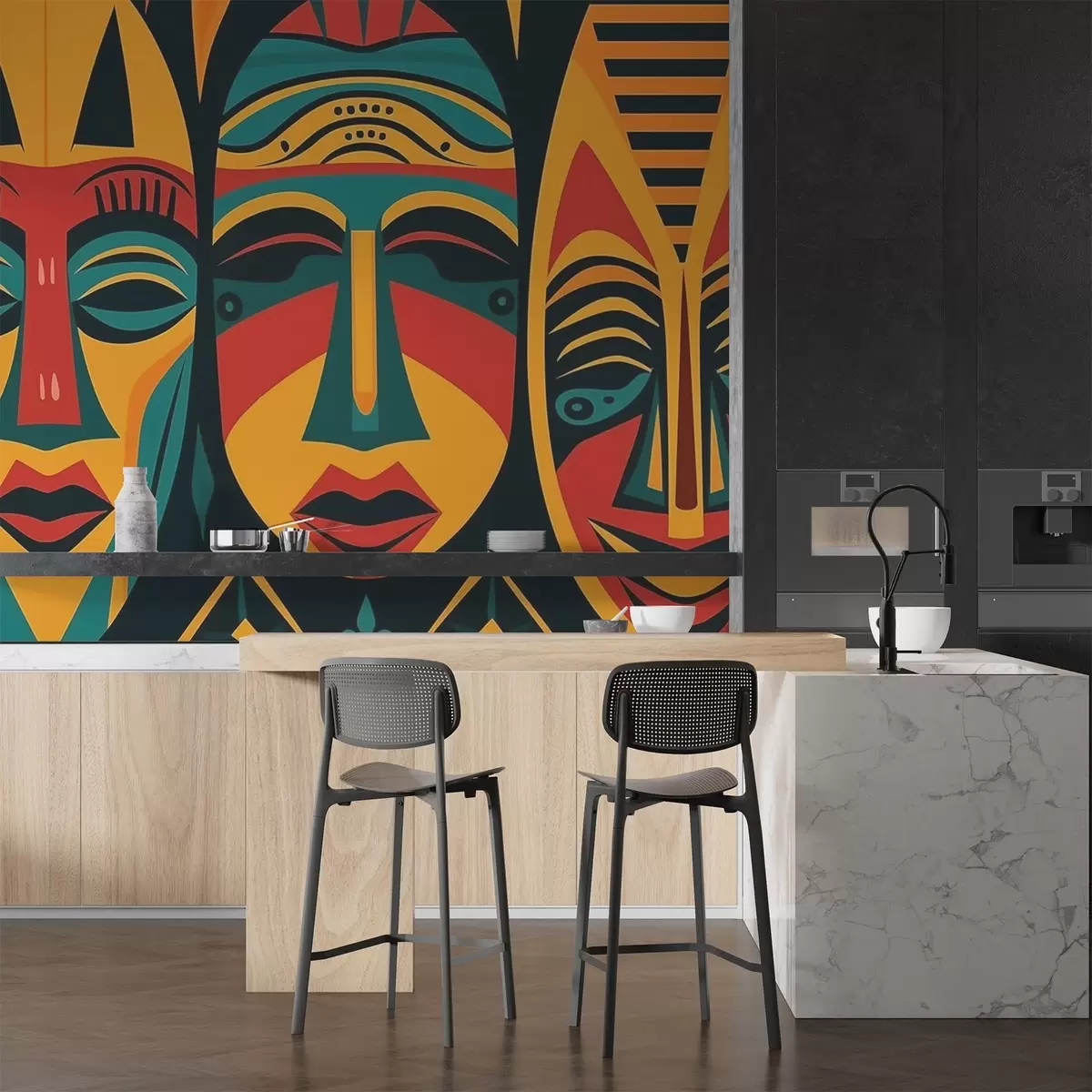 murales de pared Máscaras africanas w04043v2