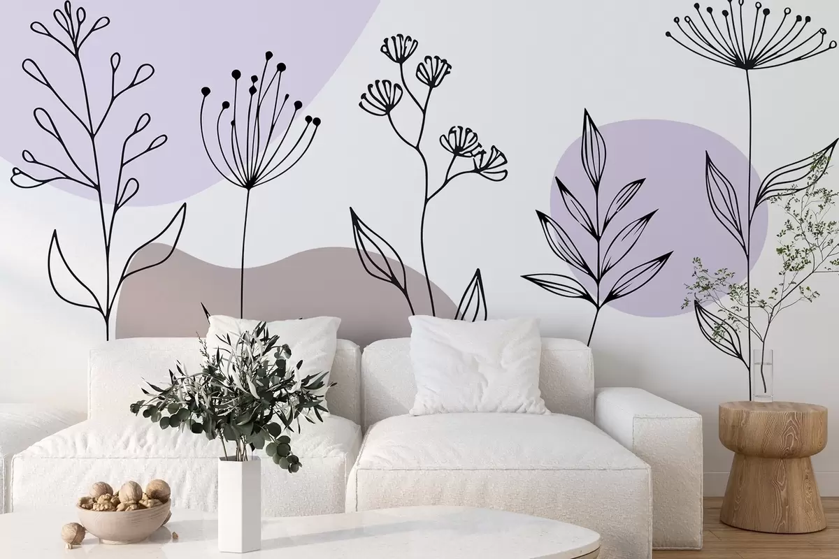murales de pared Contorno floral boho w04080