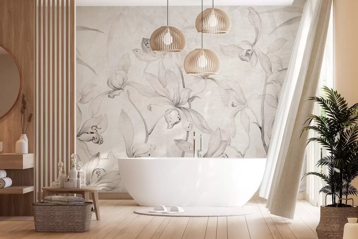 murales de pared Orquídeas silvestres, tonos beige w03933v1