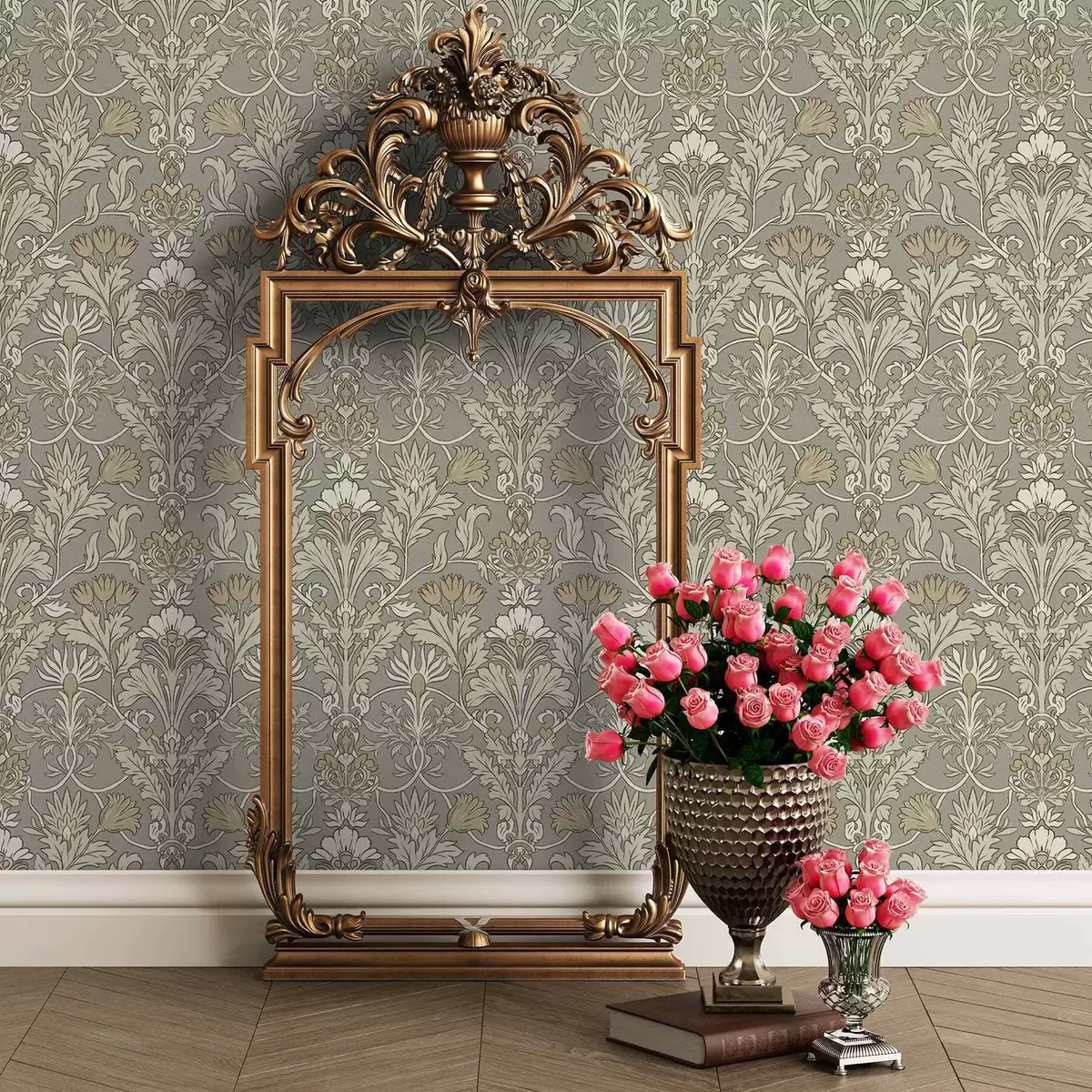 Papel pintado Adorno floral clásico al estilo de William Morris a00171