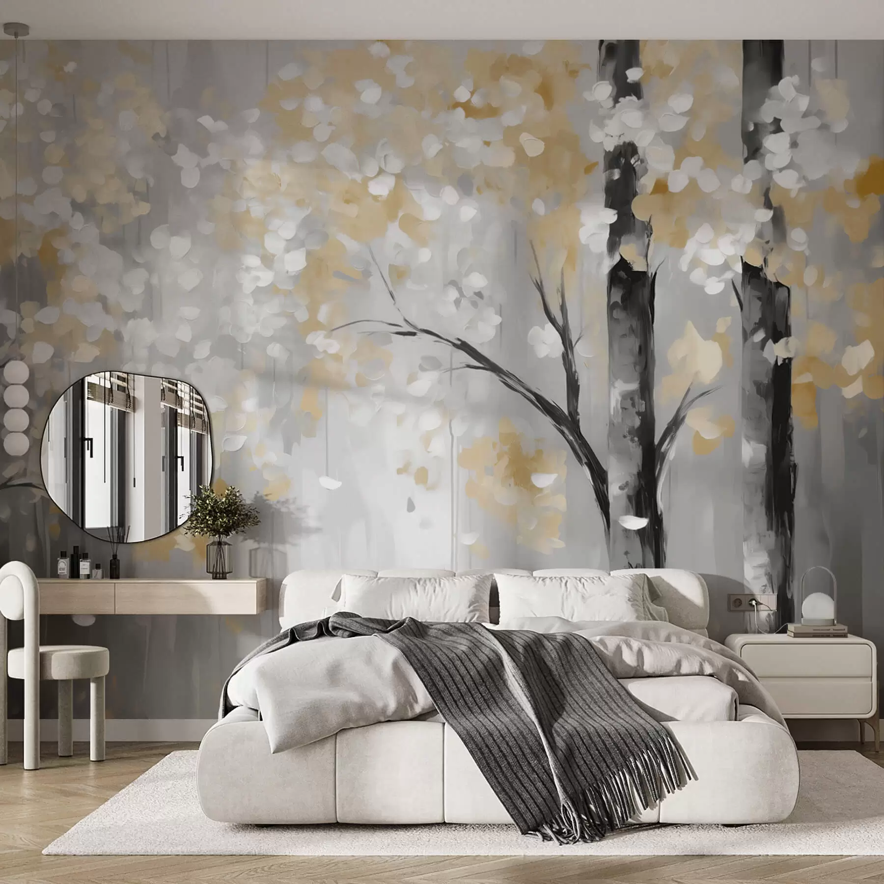 murales de pared Árboles abstractos con trazos de imitación w04017