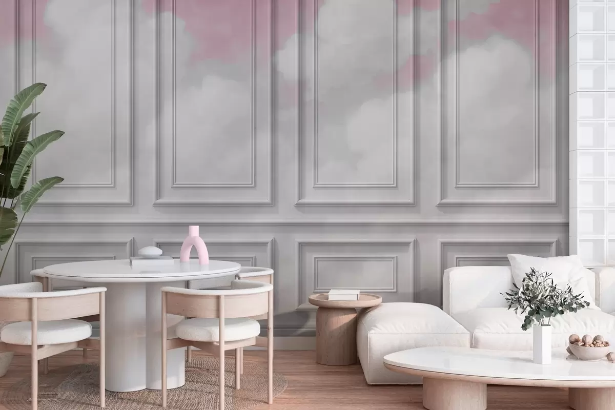 murales de pared Imitación de molduras con nubes aéreas w04110v2