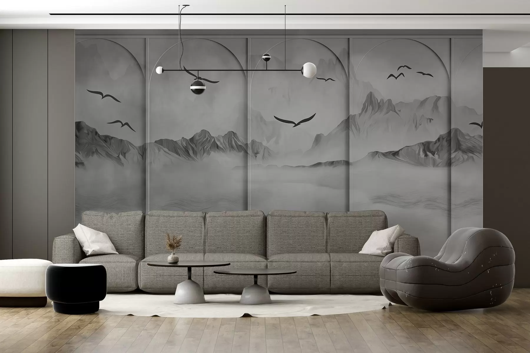 murales de pared Montañas a través de paneles w04134v2