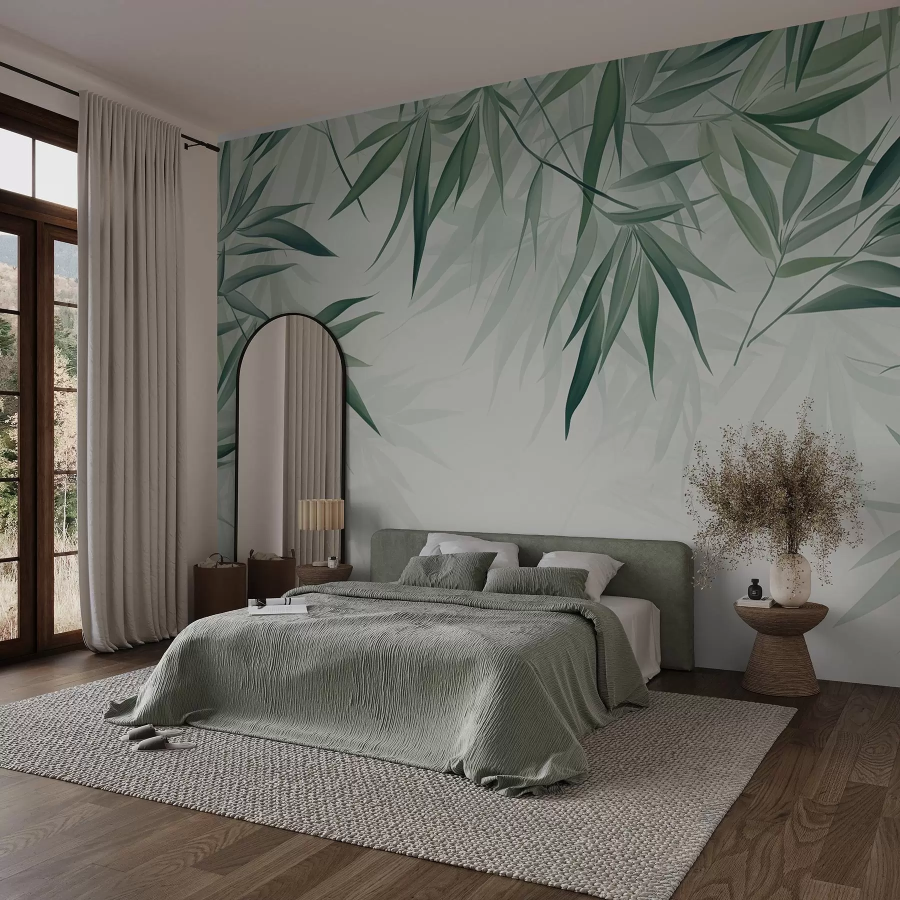 murales de pared Hojas de bambú w04147