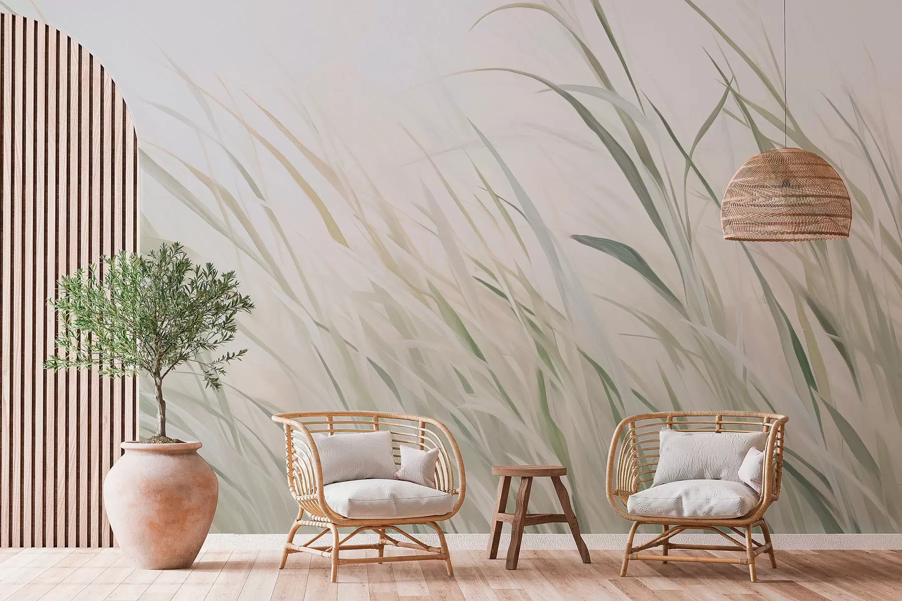 murales de pared Pintura imitación hierba w04175