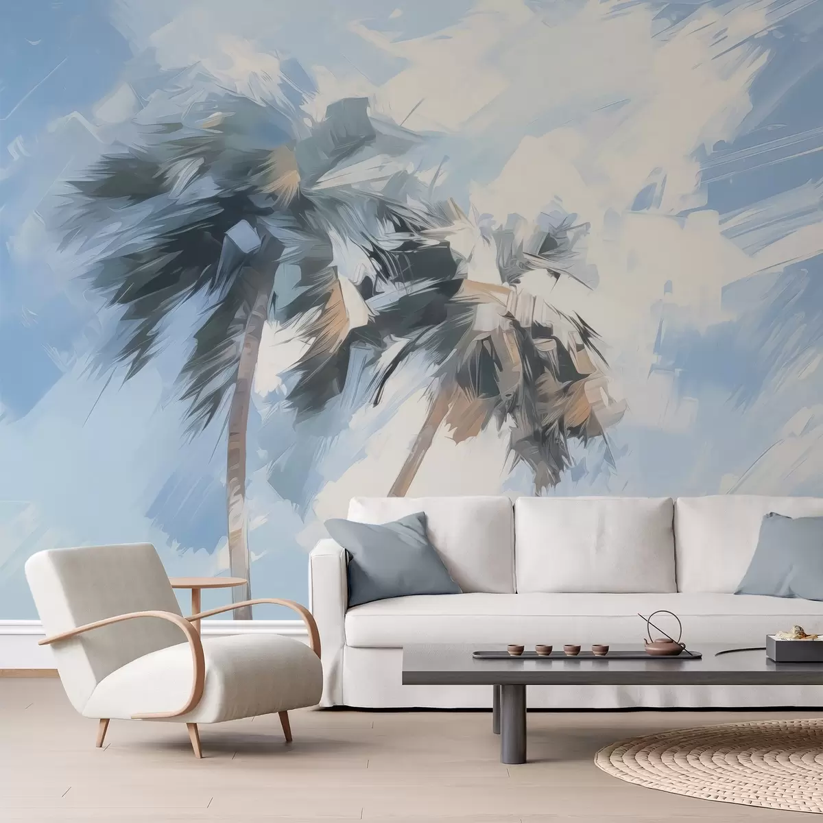 murales de pared Pintura imitación palmeras w04176