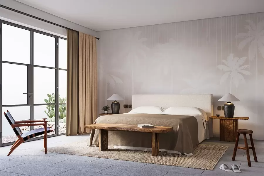 murales de pared Niebla con palmeras w04180v2