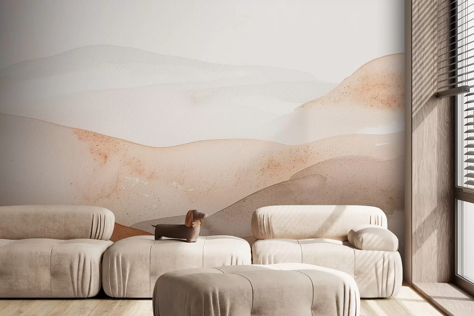 murales de pared Montañas con efecto de colina de acuarela en tonos cálidos w09223v1