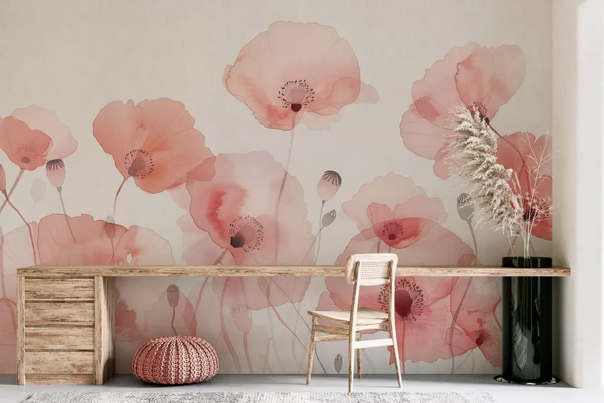murales de pared amapolas del aire w04205