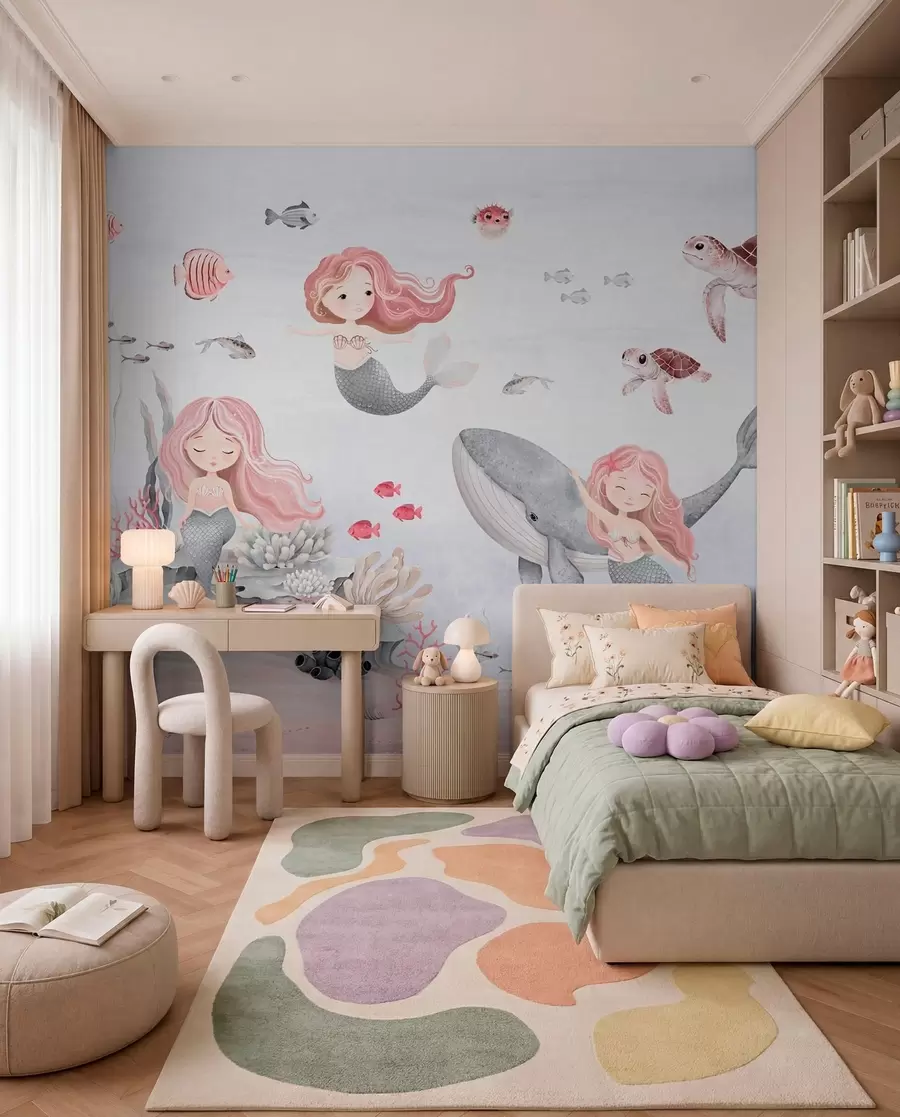 murales de pared Sirenas del mar rosa w04166v1