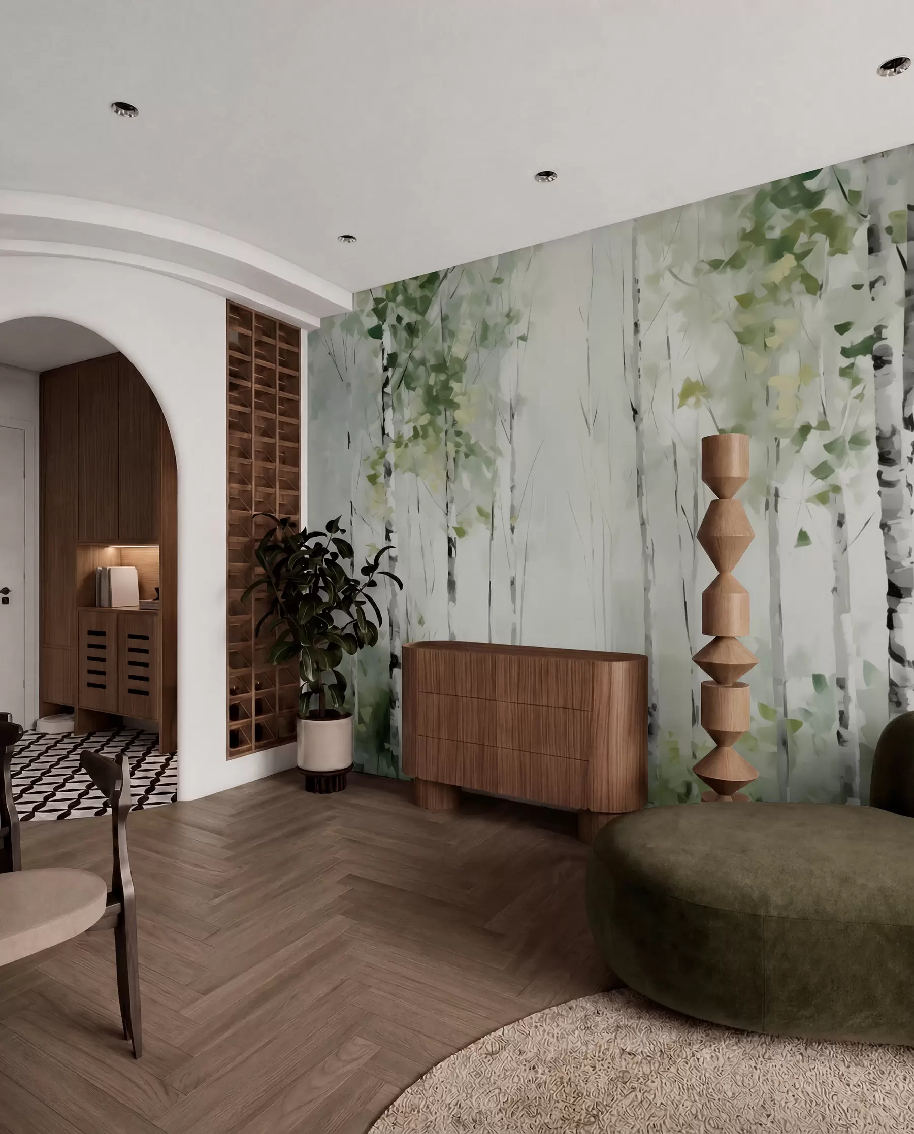 murales de pared Pintura imitación bosque caducifolio w04234