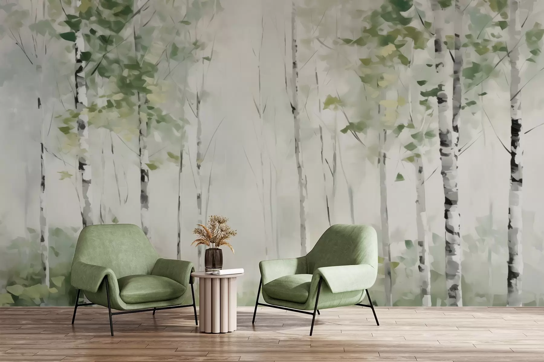 murales de pared Pintura imitación bosque caducifolio w04234